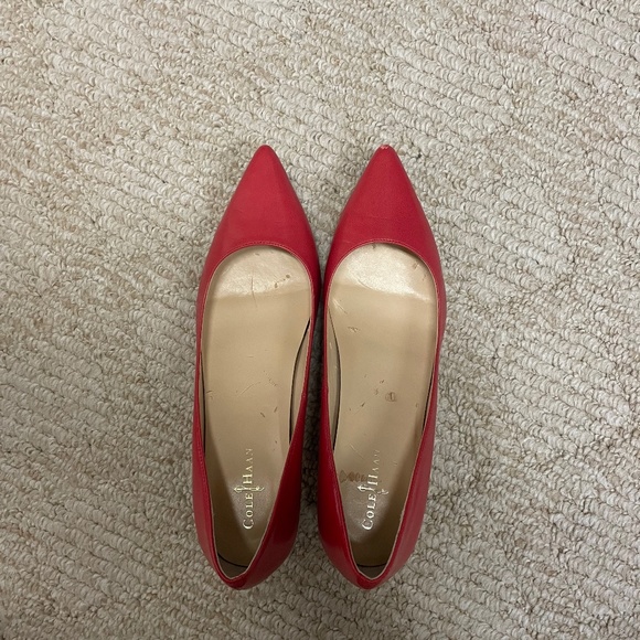 COLE HAAN Red Leather Kitten Heels Pumps Pointed Toe Women's Size 7B - Picture 1 of 6